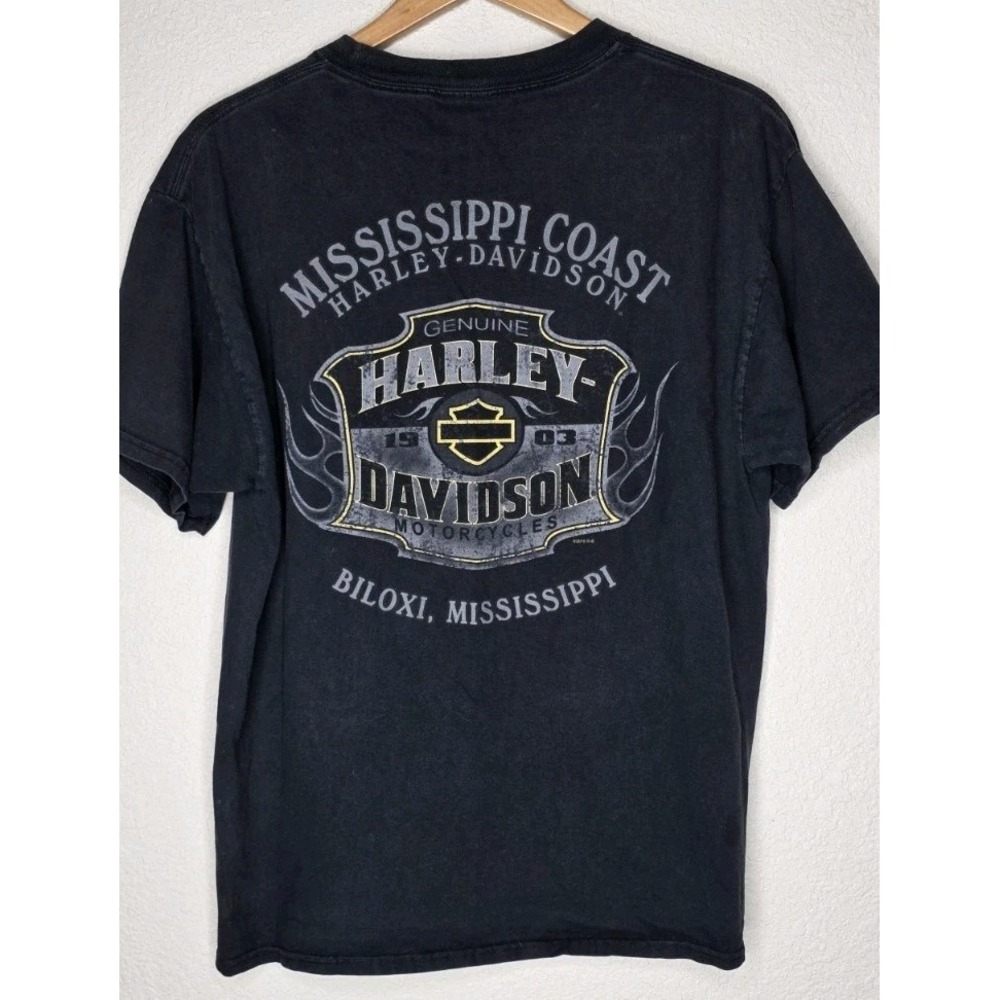 Harley-Davidson Bulldog Biloxi, Mississippi Graphic T-Shirt Black 2010 Ride Sz L